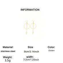 1 Pair Stainless Steel Women's Earrings, Round Hoop & Leaf Pendant Design, Circular Hoop/Leaf Elements, Luxury Minimalist Style, Gold Color, Suitable For Daily Commute/Date Outfit - Earrings - View 8
