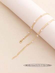 1pc Beach Ocean Resort Style Starfish & Shell Faux Pearl Layered Necklace, Suitable For Daily Wear, Gift-Giving And Fashion Accessory - 彩色 - 查看 3