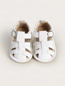 Giày tập đi đế mềm thoáng khí cho trẻ 3-6 tháng tuổi, unisex. - trắng - Xem 4