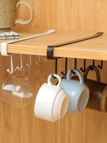 OBOVAY 3/1pc Single Row Cup Rack, Inverted Cup Holder, Creative European Style Wine Glass Storage Rack, Kitchen Accessories, Bar Supplies, Space-Saving Home Storage Organizer, Valentine's Day Gift, Party Decor, Birthday Decor, Outdoor, Camping - Black - View 6