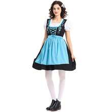 成人女士啤酒节主题连衣裙+围裙套装，节日嘉年华酒吧活动角色扮演服装 - 彩色 - 查看 2