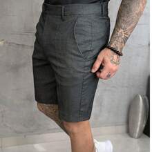 Men's Premium Tailored Ribbed Bengaline Shorts, Colorful, Stylish, And Sporty - 灰色 - 查看 4