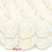 5朵/25朵 7.5厘米 人造泡沫花 PE玫瑰 泰迪熊材质 情人节礼物 DIY糖果盒花环材料 婚礼装饰 新娘手腕花 手持花材料 家居派对礼物装饰 - 乳白色 - 查看 8