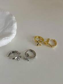 1 par de pendientes de aro mini con lazo de moda, lindos y adecuados para el uso diario, fiestas y viajes de las mujeres - Pendientes de lazo - Ver 6