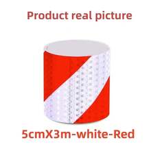 Nueva cinta de advertencia de  reflectante brillante, cinta reflectante de impresión de sarga autoadhesiva para coche - 5cmX3m-blanco-rojo - Ver 7