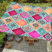1pc Vibrant Bohemian Waterproof Outdoor Canopy - Polyester, Includes Ropes For Garden, Patio, Beach Sunshade, Beach Cabana | Lively Design - A - View 7