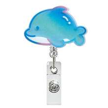 1 pieza Soporte de insignia de acrílico, accesorio de insignia retráctil y giratorio con diseño de estrella de mar y delfín de dibujos animados, clip de insignia de enfermera o médico con broche retráctil - A - Ver 16