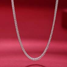 1pc S925 Sterling Silver Ruler Braided Rope Chain Necklace, Women's Chopin Necklace, Hypoallergenic Material, Durable And Fade-Resistant, Suitable For Daily Layering Jewelry, Gift For Her, Length 16/18/20/22/24/26/30 - Silver - View 23