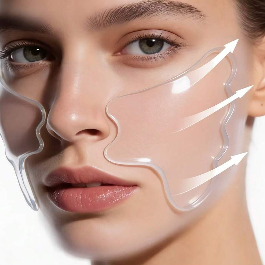 Reusable Silicone Portable Facial Care Patches, Suitable For Cheeks, Can Be Used Morning And Evening, Easy To Carry, Facial Care Tool Wrinkle Patches And Facial Mask Repair Patches, Face Tape, Face Masks - Clear - View 1