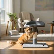 A Cat Scratching Post, Cat Tree, Double-Layer Cat Tree That Doesn't Take Up Much Space, Cat Tree, Cat Toy, Pet Supplies. - Grey - View 2