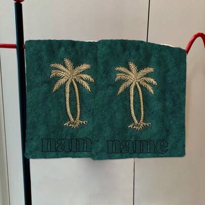 2 Stücke besticktes Palmenbaum Reise-Handtuch, individuell bedruckbar, Cartoon Design Handtücher, Herbstgeschenk, gestreiftes Muster, geeignet für Valentinstag, Jahrestag, Party, Geschenk, Werbegeschenk, Herbsthandtuch, super saugfähig und schnelltrocknend, skandinavischer minimalistischer Stil, Haushalts-Gesundheitshandtuch, Herbst-Heimdekoration, Thanksgiving, Ostern, Valentinstag, für Zuhause und Wohnheim, bestes Geschenk für Freunde
