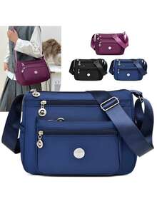 Elegant Minimalist Women's Crossbody Bag, Fashionable Casual Shoulder Bag, Multi-Pocket Design | Large Storage Capacity | Lightweight Nylon Fabric | Daily Shopping And Commuting | Versatile Casual Women's Bag | Multi-Compartment Organized Storage - Multicolor - View 3