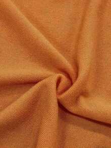 Camiseta de punto de manga corta de unicolor y peso ligero para mujer, top de verano minimalista en rojo - Naranja - Ver 5