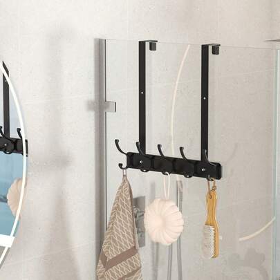 1 bộ móc treo 5 tầng, giá đựng đồ treo tường, không cần khoan, thích hợp sử dụng trong phòng tắm, phòng ngủ, nhà cửa, dùng để treo quần áo và mũ, đồ dùng lưu trữ trong phòng tắm.