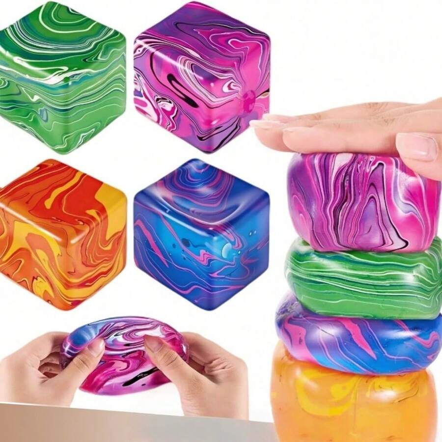 One Squeeze Toy, Color Randomly Shipped. Maltose-Textured Water Cube Squeeze Toy, A Stress Reliever For Office Workers. - Random Color - View 1