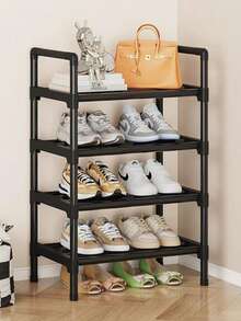 4-5 Tier Shoe Rack, Holds 12-15 Pairs Of Shoes, Sturdy Stackable Shoe Organizer, Expandable Adjustable Shoe Storage Rack, Durable Metal Shoe Shelf - Black - View 7