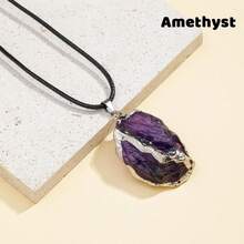 1 Mặt dây chuyền đá thạch anh tím và thạch anh hồng tự nhiên, chưa qua xử lý, trang sức đá thô, quà tặng Ngày của Mẹ, quà tặng chữa lành cho phụ nữ - vòng cổ - Xem 13