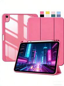 适用于 iPad 第 11 代 (A16) 11 英寸（2025 年款）和第 10 代 10.9 英寸（2022 年款）的三折支架保护套，带笔槽和自动唤醒/睡眠功能，西瓜色 - 西瓜粉 - 查看 15