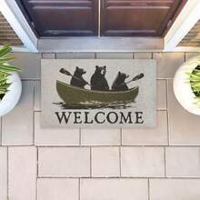 Stupell Industries Welcome Rowing Bears - Tapete de imitación de sisal para Puerta diseño de Jim Baldwin - como en la foto - Ver 2
