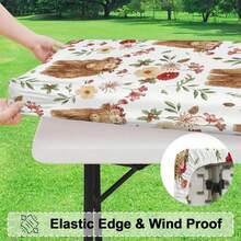 1 pieza Mantel de estilo granja con vaca, patrón floral y de vaca vintage, mantel de granja occidental, vaca montañesa linda y girasol, poliéster redondo y rectangular, adecuado para el hogar, la cocina, eventos, fiestas, interior/exterior, regalo ideal para amantes de las vacas - C - Ver 5