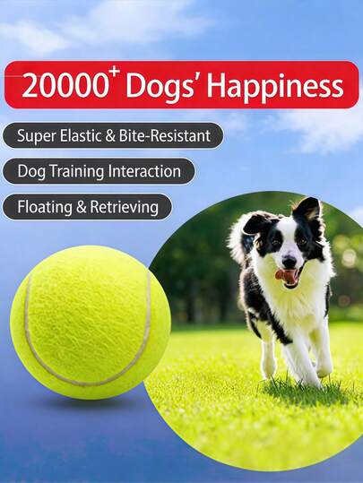 Dog Tennis Ball, Anti-Bite Fetch Toy, Floating Interactive Training Ball, Durable Chew Toy For Small/Medium/Large Dogs, Outdoor Retrieving Pet Toy