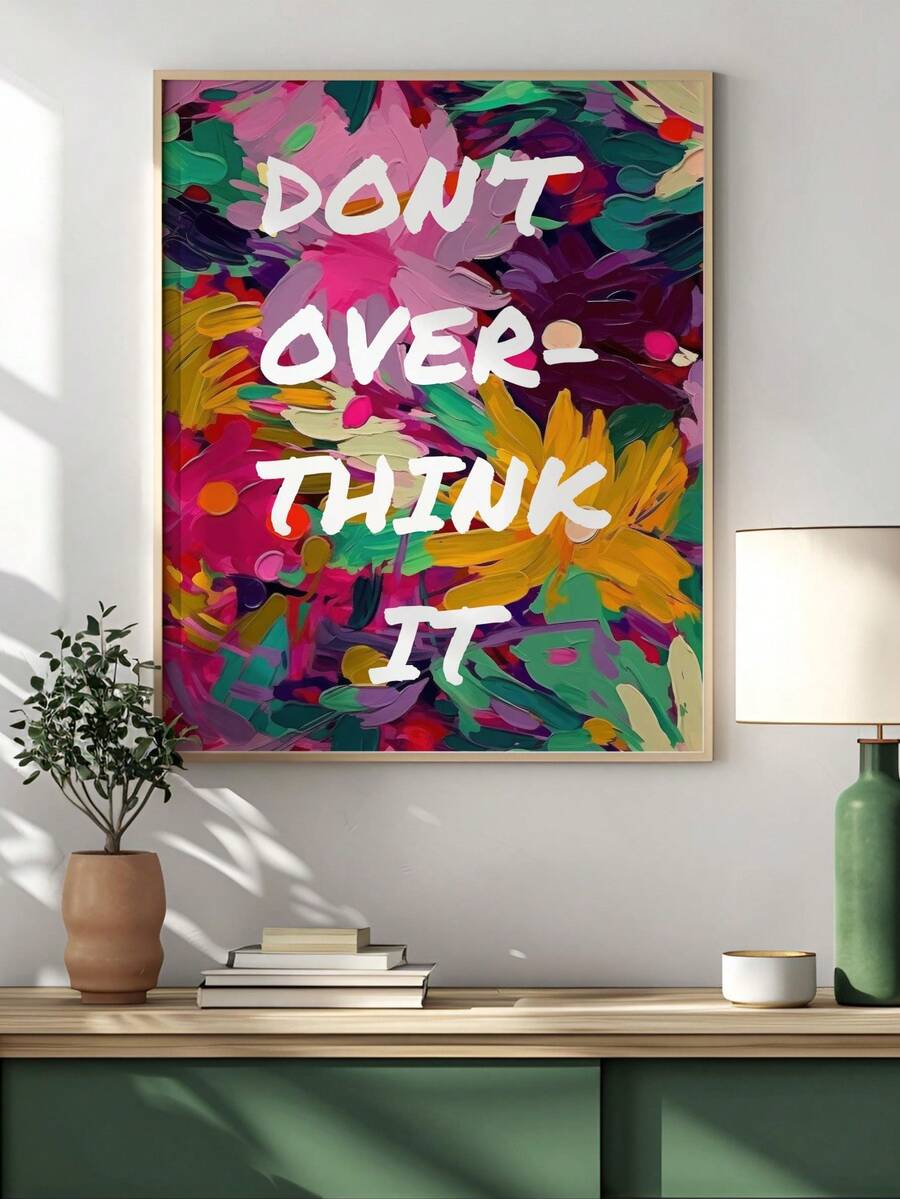 1件裝裱畫布壁畫,牆面裝飾海報,現代風格,文字海報,名言,Everything Is Possible 藝術印花,女孩風壁畫,時尚壁畫,抽象花卉壁畫,個性化女孩藝術,勵志名言藝術,家居裝飾,房間裝飾,浴室,宿舍,餐廳,廚房,客廳裝飾海報 - 彩色 - 查看 1
