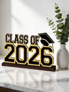 2件套 2026毕业季装饰品，黑金配色 - 专为2026届毕业生设计的木质桌面摆件，是高中和大学毕业派对的理想之选 - 多色 - 查看 2