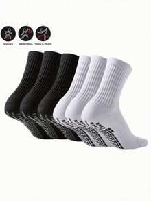 6 đôi tất bóng đá chống trượt có chấm cao su, tất thể thao đế chống trượt, thích hợp cho chạy bộ, bóng đá, bóng rổ, tập thể dục và các môn thể thao nhẹ khác (Gói 6/4/3/1 đôi) - Nhiều màu - Xem 1