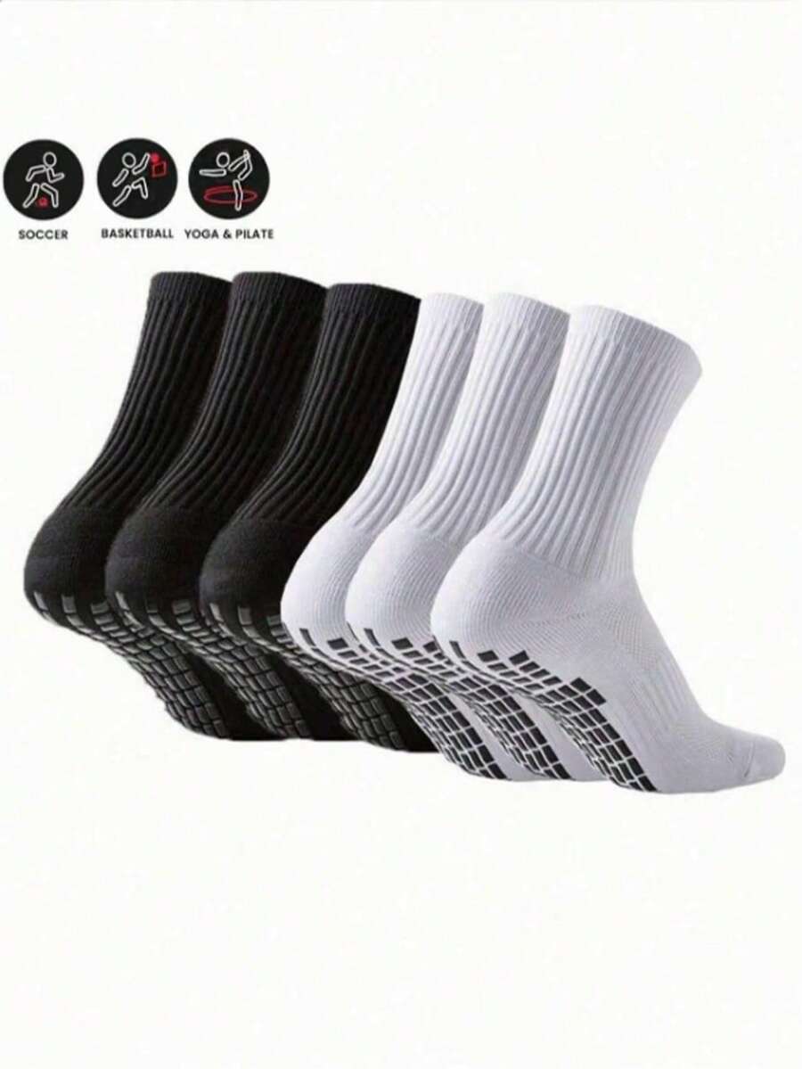 6 đôi tất bóng đá chống trượt có chấm cao su, tất thể thao đế chống trượt, thích hợp cho chạy bộ, bóng đá, bóng rổ, tập thể dục và các môn thể thao nhẹ khác (Gói 6/4/3/1 đôi) - Nhiều màu - Xem 1
