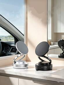 强力真空吸盘磁吸式车载手机支架，360°旋转可折叠手机支架，配备N52磁铁，单手操作，适用于所有智能手机，可安装在仪表盘/挡风玻璃上，支持免提GPS导航 - 360° 旋轉 - 查看 4