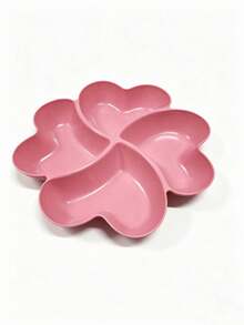 1pc Appetizer Platter, Unbreakable Chip & Dip Divided Plate, 4-Compartment Heart-Shaped Tray For Nuts, Candies, Dried Fruits, Salad, Snacks, Kitchen Supplies, Christmas Gift - Pink - View 8