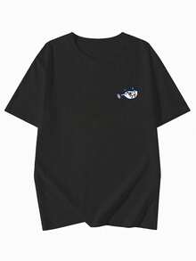 Japanese Style Women's Loose Fit Casual Versatile Japanese Letter Print Short Sleeve T-Shirt, Spring/Summer Black - Black - View 6