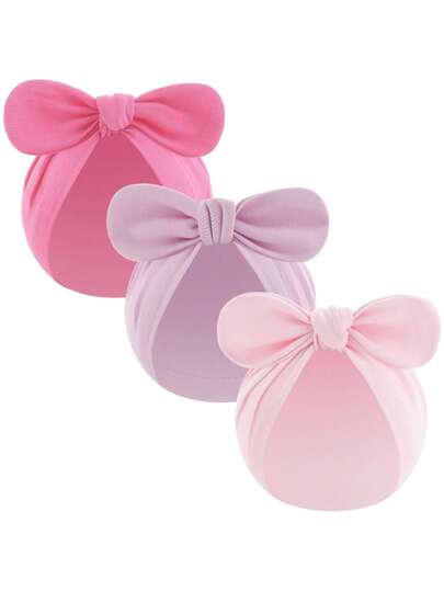 3pcs Baby Soft India Cap Bowknot Newborn Hat Set