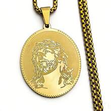 Dornenkrone Jesus Herren Anhänger Halskette, Edelstahl Hip-Hop goldener religiöser Medaillon Anhänger Halskette Schmuck - Halskette - Übersicht 8