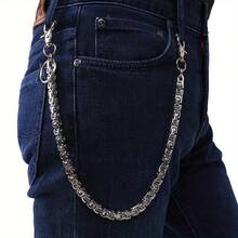 Street Hip-Hop Punk Pant Chain, Multi-Style 3D Stainless Steel Decorative Waist Chain, Key Chain, Wallet Chain - 銀色 - 查看 5