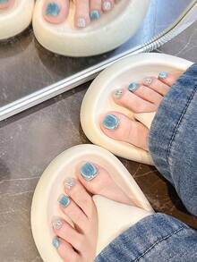 12pcs Handmade,Nail,Press On Nails,Summer,Ocean Blue Toenails,Deep Sea Blue,Little Ice Island,Fake Toenails,Short Nail Art With Fake Toenails,Pressing Toenail,Artificial Foot Nail Art,Valentine's Day,Gift,Spring And Summer Nails,Round Nails,Spring Nail,Nails Press On,Press On Nails Short,Fake Nails,Short Nails,Press On Nails Acrylic,Handmade Press On Nails,Detachable And Reusable ﻿ - Watermelon Pink - View 5