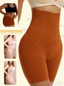 Bragas de control de cintura alta para mujer, moldeador corporal, faja reductora, faja de entrenamiento de cintura, faja plana para lencería de noche romántica - Naranja Quemada - Ver 4