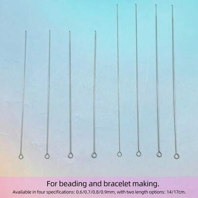 4pcs Bracelet Making Needles, 4 Wire Diameters (0.6/0.7/0.8/0.9mm) + 2 Lengths (14/17cm), Beading Threader Set, Suitable For Jewelry, Necklace, DIY Crafts