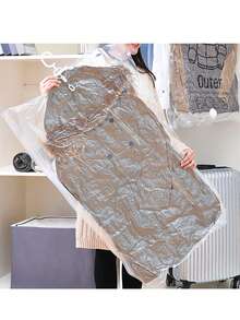 1pc Hanging Vacuum Compression Bag Transparent Vacuum Compression Bag With Hook, Can Hang Clothes, Storage And Organization, Dustproof, Household Clothing Bedding Storage Bag, Space Saving, Suitable For Bedding, Blanket, Etc., Bedroom Storage Bag, Wardrobe Storage Bag, Home Bedroom Dormitory Wardrobe Storage Bag, Can Store Dresses, Shirts, Coats, Etc. - Multicolor - View 5