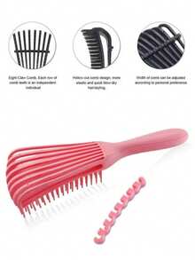8-Prong Integrated Hair Straightening & Massage Comb, Soft Material Detangling Wide-Tooth Styling Brush - A - View 5