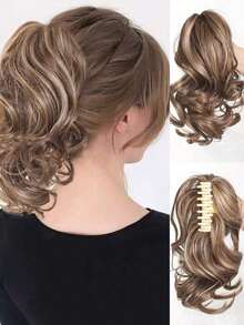 Elegante clip de garra para cola de caballo - Aspecto corto rizado y ondulado, extensiones de cabello sintético para un estilo diario elegante, accesorio de cabello fácil de colocar para todas las ocasiones - Multicolor - Ver 2