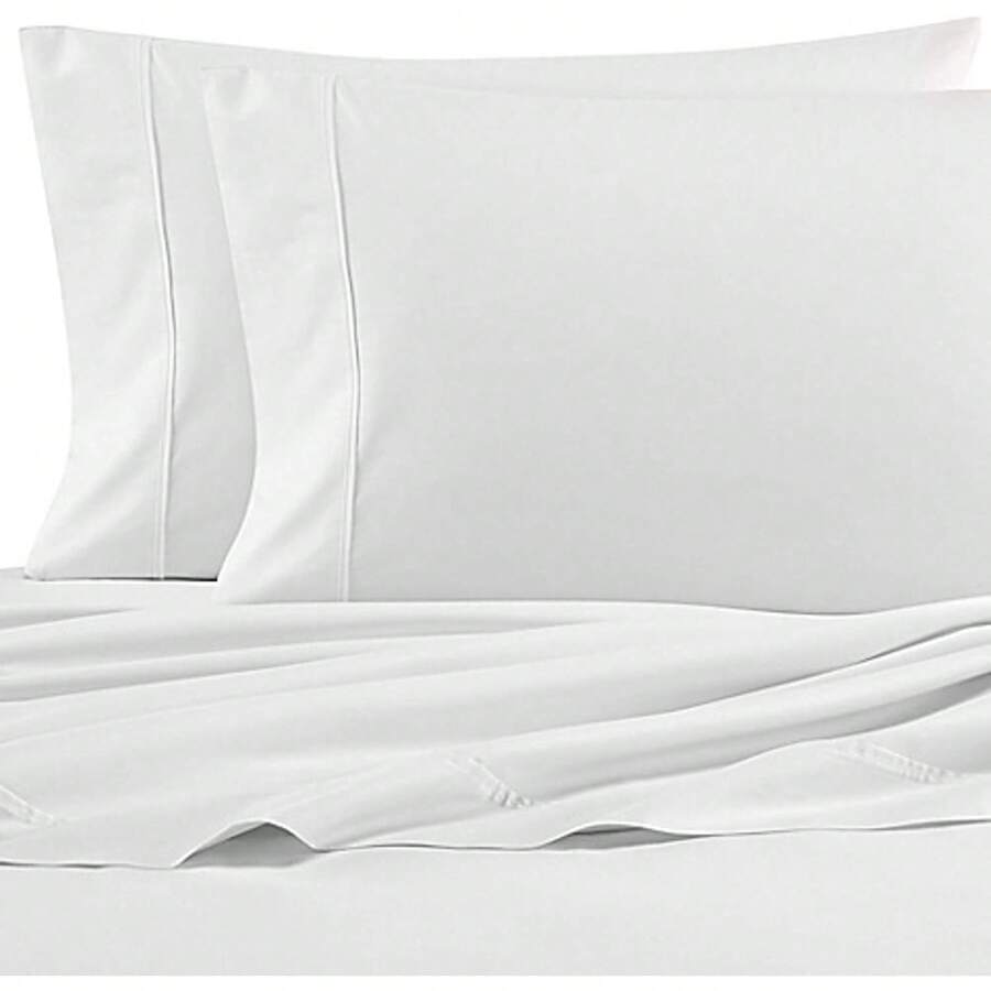 Nautica Cotton Percale Sheet Set, Complete, White, Single Bed - White - View 1