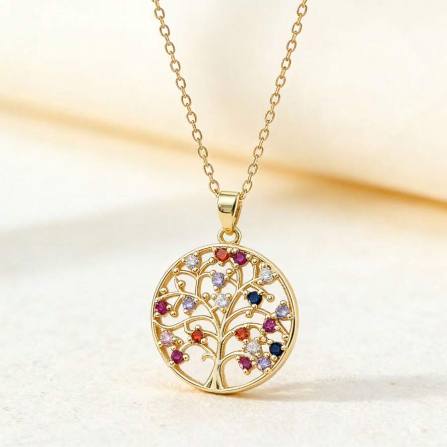 优雅的生命之树项链 - 金色 - 查看 1