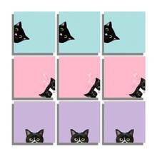 Bộ 3/6/9/18 miếng dán ghi nhớ hình mèo đen dễ thương | Giấy ghi chú màu hồng siêu dính, thích hợp cho mùa tựu trường, người yêu mèo, giáo viên và học sinh - Chất liệu giấy vuông - 3 inch - Xem 13