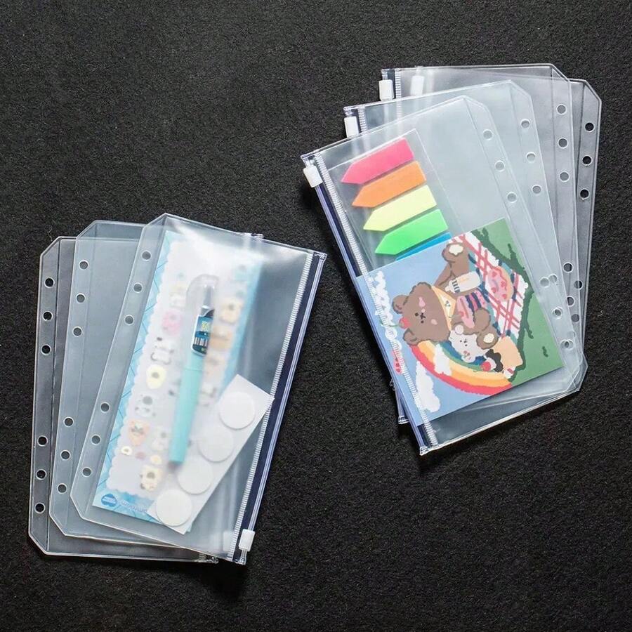 Bộ 18/30 túi nhựa trong suốt khổ A6 có khóa kéo (bao gồm 12/24 túi + 6 vòng kẹp) đựng tiền mặt, có dây chun - Công cụ sắp xếp tiền mặt bền, có thể tái sử dụng, thích hợp làm quà tặng, cho doanh nghiệp nhỏ, văn phòng & trường học, kế hoạch tiết kiệm, tiết kiệm hai tuần một lần và các chiến lược tiết kiệm.