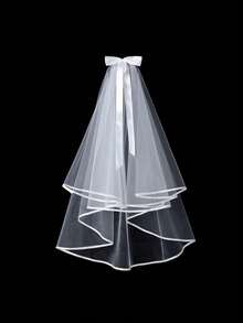 1pc Random White Sheer Bridal Veil, Short Travel Veil, Romantic & Fresh Ethereal Bride Accessory,Summer,Beach,Wedding - White 2 - View 1