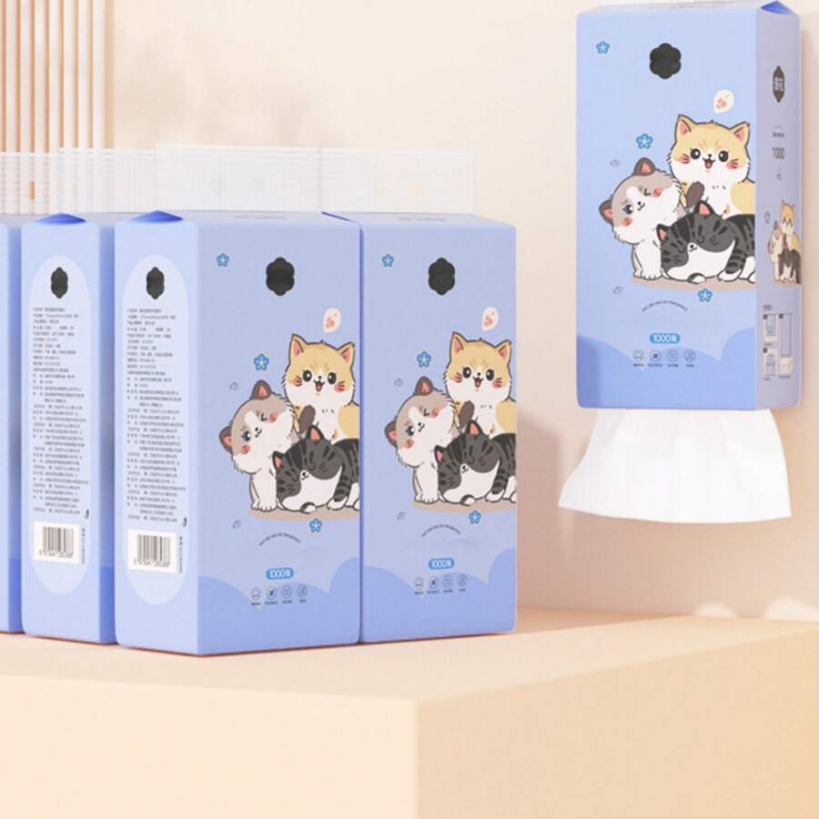 Giấy vệ sinh treo tường 1000 tờ/gói, giấy tissue dày dặn làm từ bột gỗ nguyên chất, giấy vệ sinh gia dụng, khăn giấy nhà bếp và giấy vệ sinh. - 2PCS kiểu 2 - Xem 1