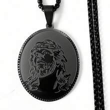 Dornenkrone Jesus Herren Anhänger Halskette, Edelstahl Hip-Hop goldener religiöser Medaillon Anhänger Halskette Schmuck - Halskette - Übersicht 7