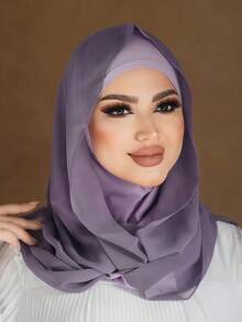 1 Stück Damen Einfarbiger minimalistischer vielseitiger Instant-Hijab, Pullover-Stil Hijab für schnelles und einfaches Tragen, einfarbig minimalistisch, lässig, elegant, klassisch, vielseitig, mit eingebauter Chiffon-Schal-Fütterung, weicher Chiffon-Stoff, atmungsaktives Material, geeignet für den täglichen Gebrauch, Strand, Urlaub, Reiseessentiell, Urlaub - Verschiedenfarbig - Übersicht 10