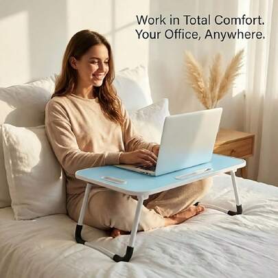 Olding Lap Desk, 23 Inch Portable Wood Black Laptop Bed Desk Lap Desk With Cup Holder, For Working Reading Writing, Eating, Watching Movies For Bed Sofa Couch Floor